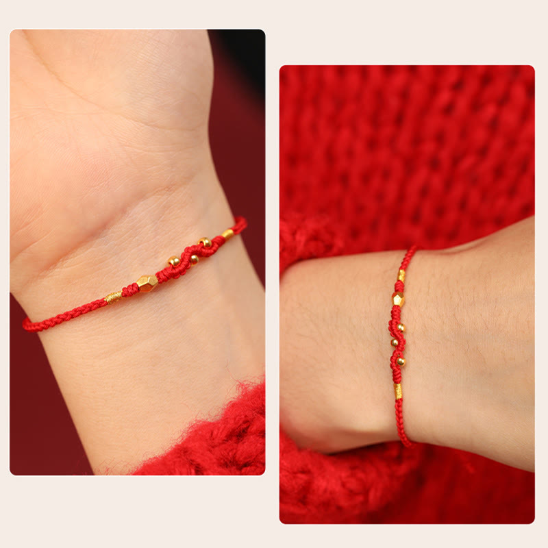 Bracelet de protection serpent en or 999 avec fil rouge