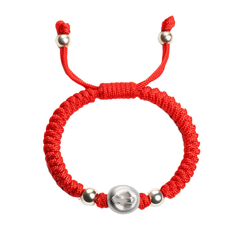 Bracelet de protection en argent sterling 999 avec fil rouge pomme