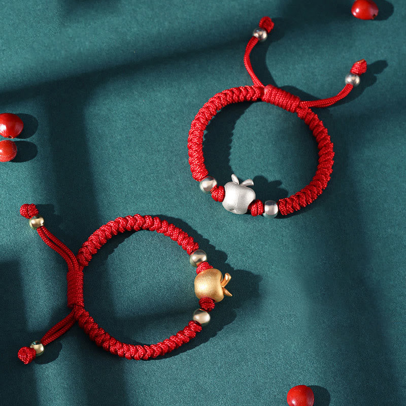 Bracelet de protection en argent sterling 999 avec fil rouge pomme