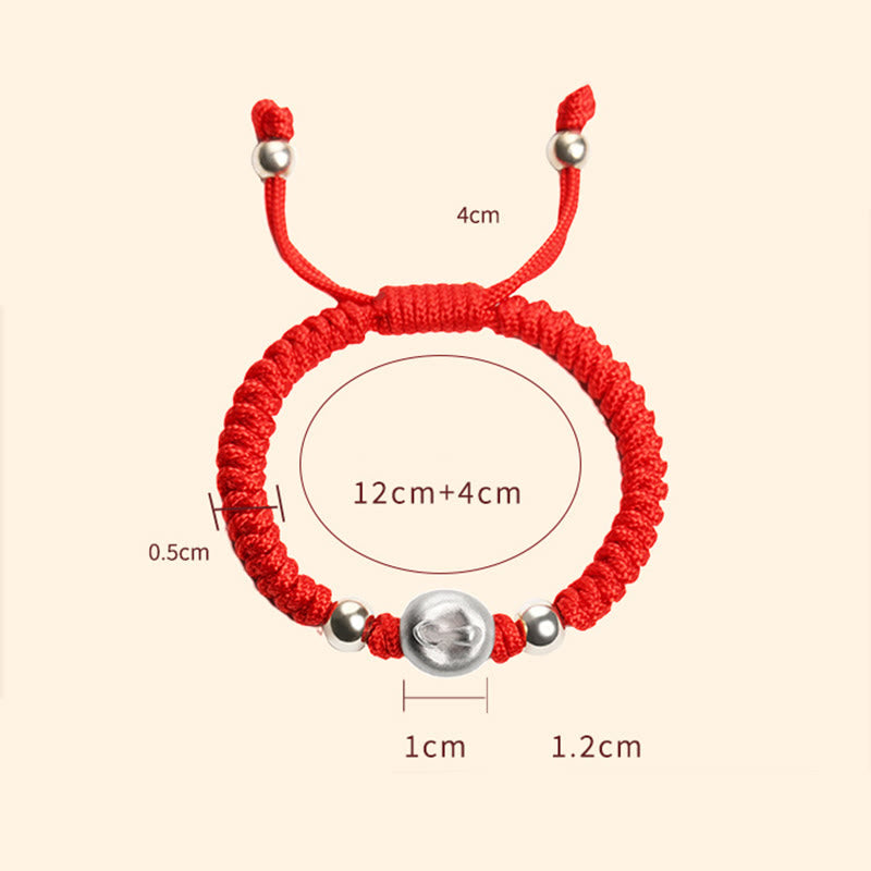 Bracelet de protection en argent sterling 999 avec fil rouge pomme