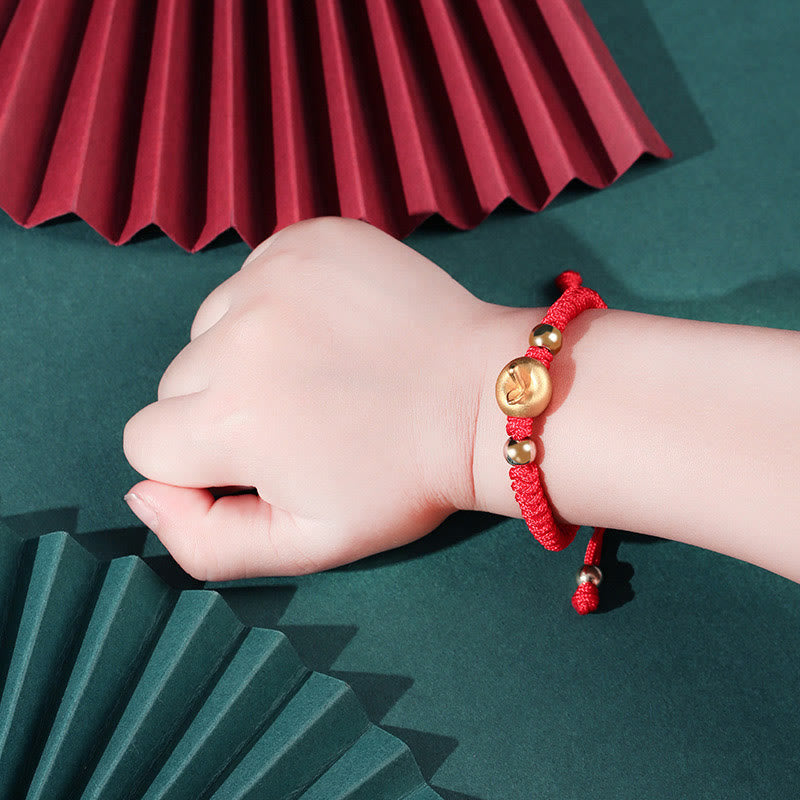 Bracelet de protection en argent sterling 999 avec fil rouge pomme