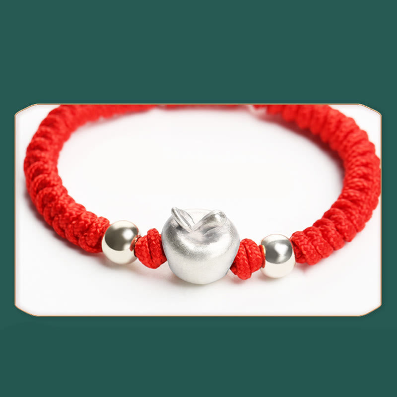 Bracelet de protection en argent sterling 999 avec fil rouge pomme