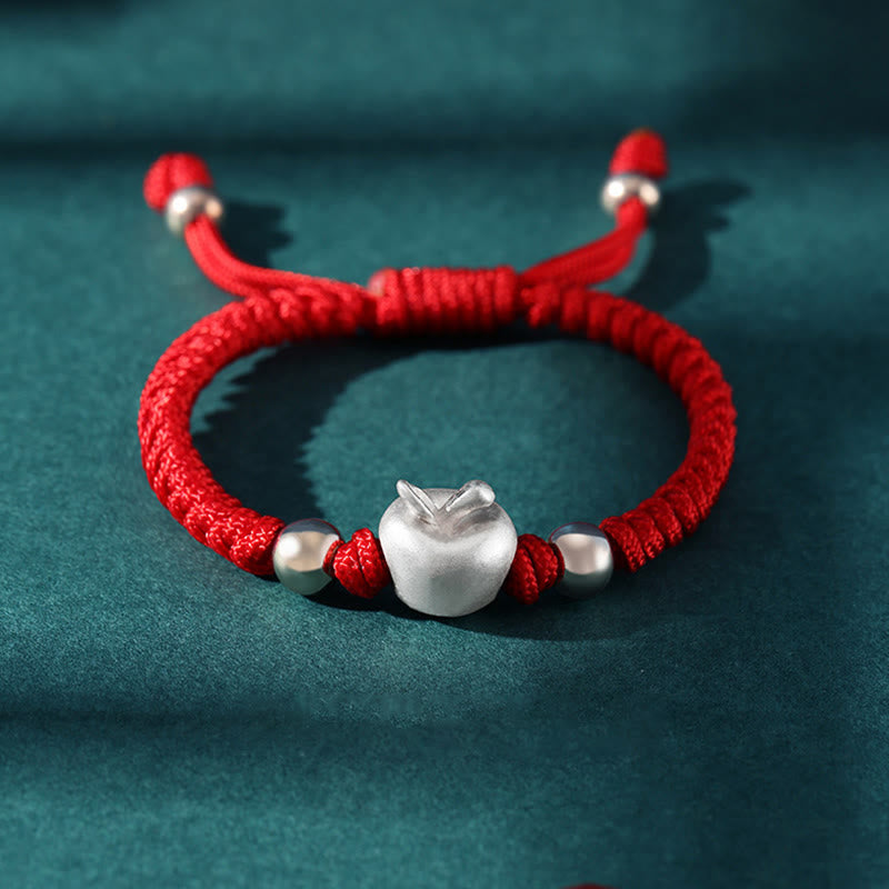 Bracelet de protection en argent sterling 999 avec fil rouge pomme