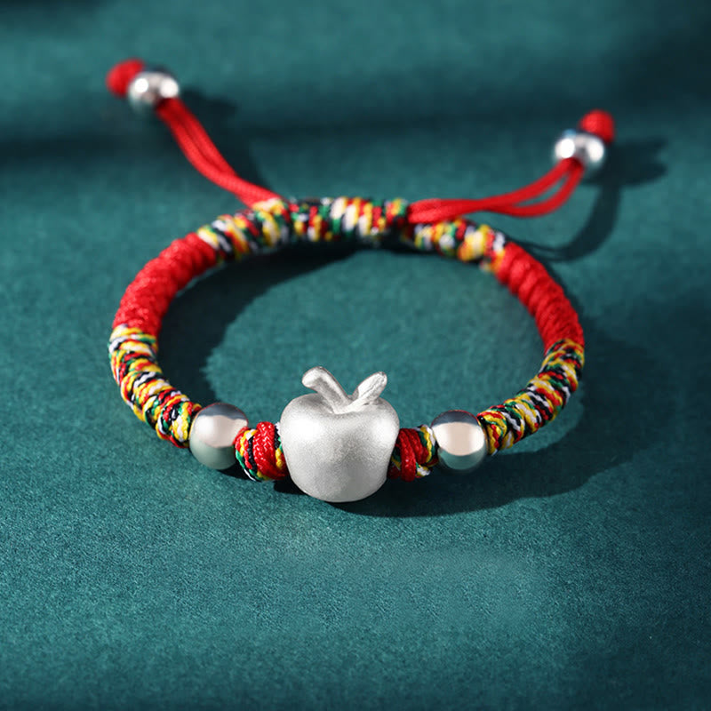Bracelet de protection en argent sterling 999 avec fil rouge pomme
