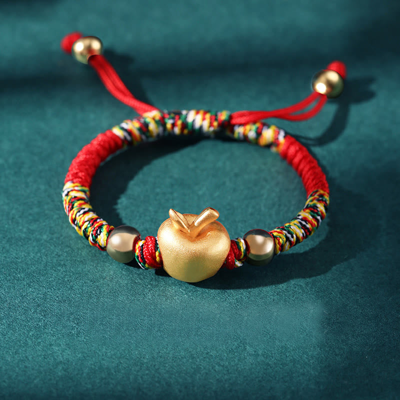 Bracelet de protection en argent sterling 999 avec fil rouge pomme