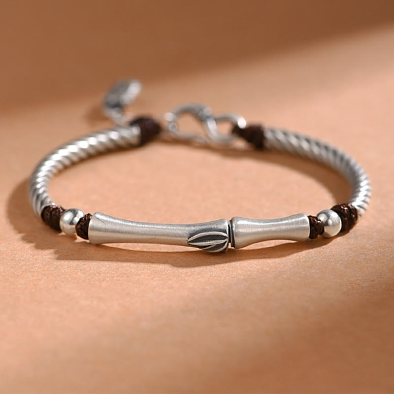 Bracelet porte-bonheur en argent sterling 999, motif cigale en bambou, pour la richesse
