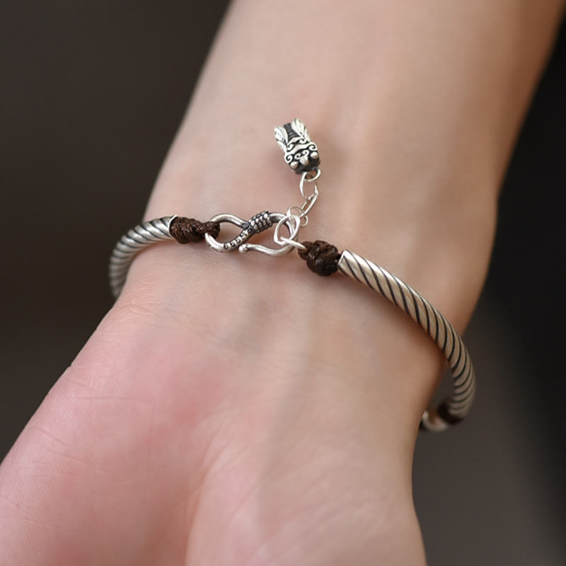 Bracelet porte-bonheur en argent sterling 999, motif cigale en bambou, pour la richesse