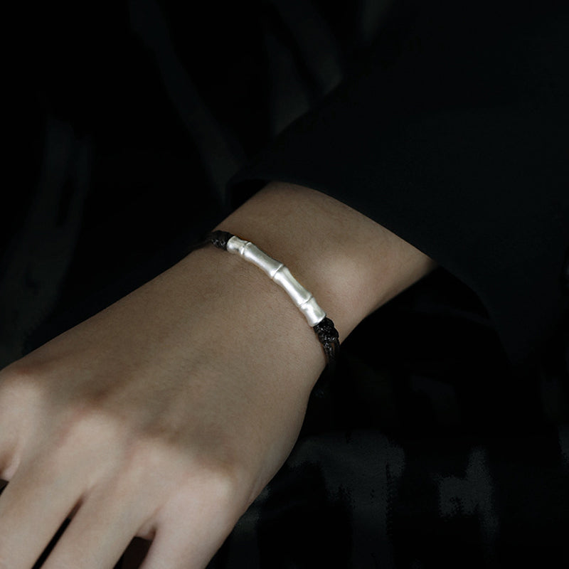 Bracelet en argent sterling 999 à motif osseux, cordon rouge pour la chance et la protection