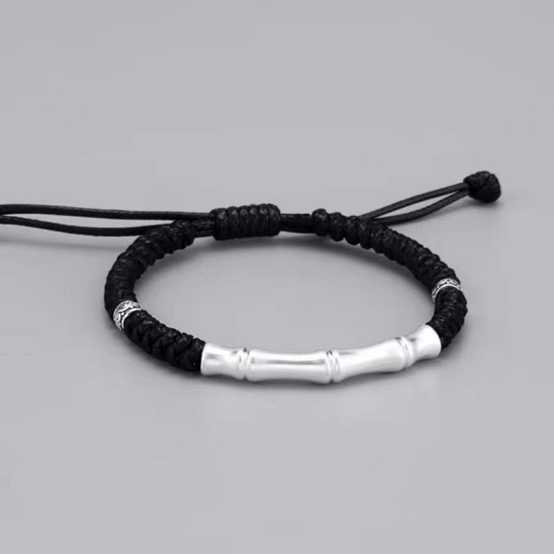 Bracelet en argent sterling 999 à motif osseux, cordon rouge pour la chance et la protection