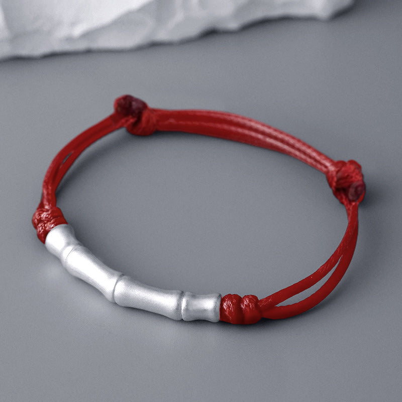 Bracelet en argent sterling 999 à motif osseux, cordon rouge pour la chance et la protection
