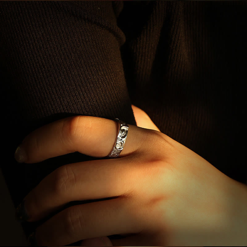 Bague de protection des yeux de Bouddha en argent sterling 999