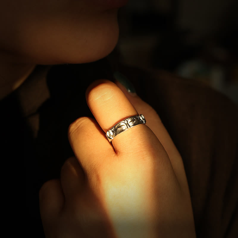 Bague de protection des yeux de Bouddha en argent sterling 999