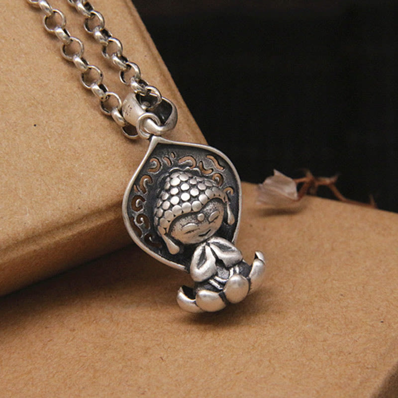 Collier Bouddha en argent sterling 999 | Méditation | Lotus de sérénité