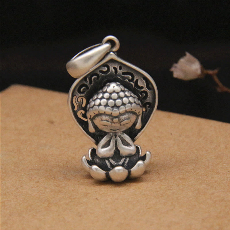 Collier Bouddha en argent sterling 999 | Méditation | Lotus de sérénité