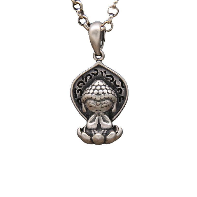 Collier Bouddha en argent sterling 999 | Méditation | Lotus de sérénité