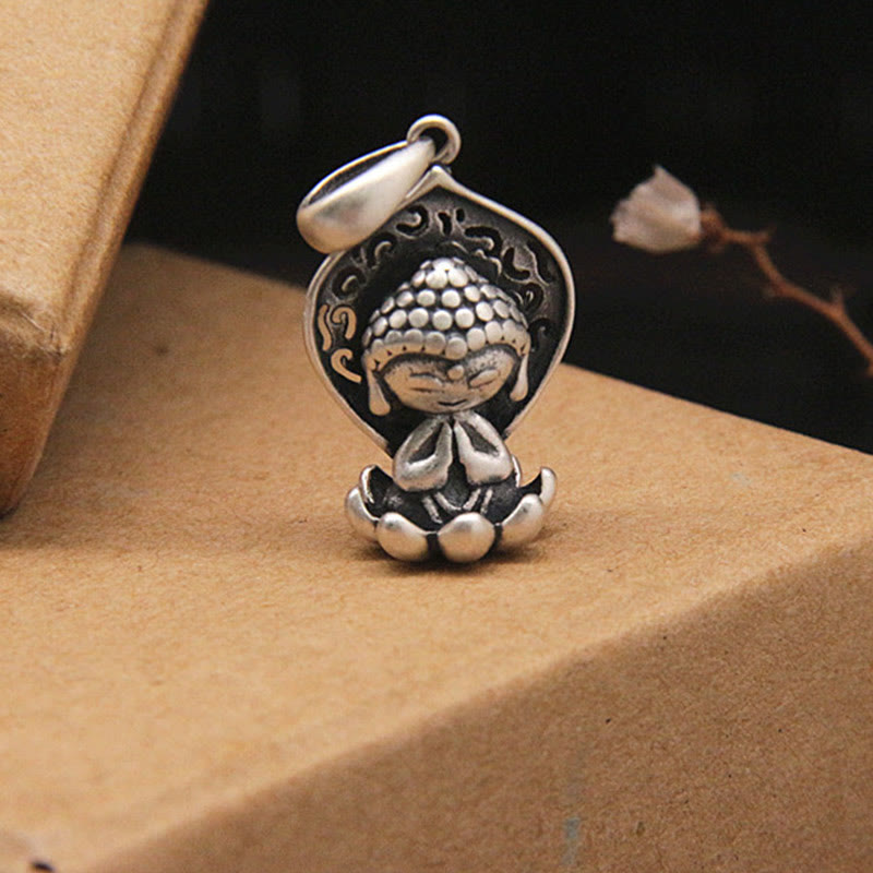 Collier Bouddha en argent sterling 999 | Méditation | Lotus de sérénité