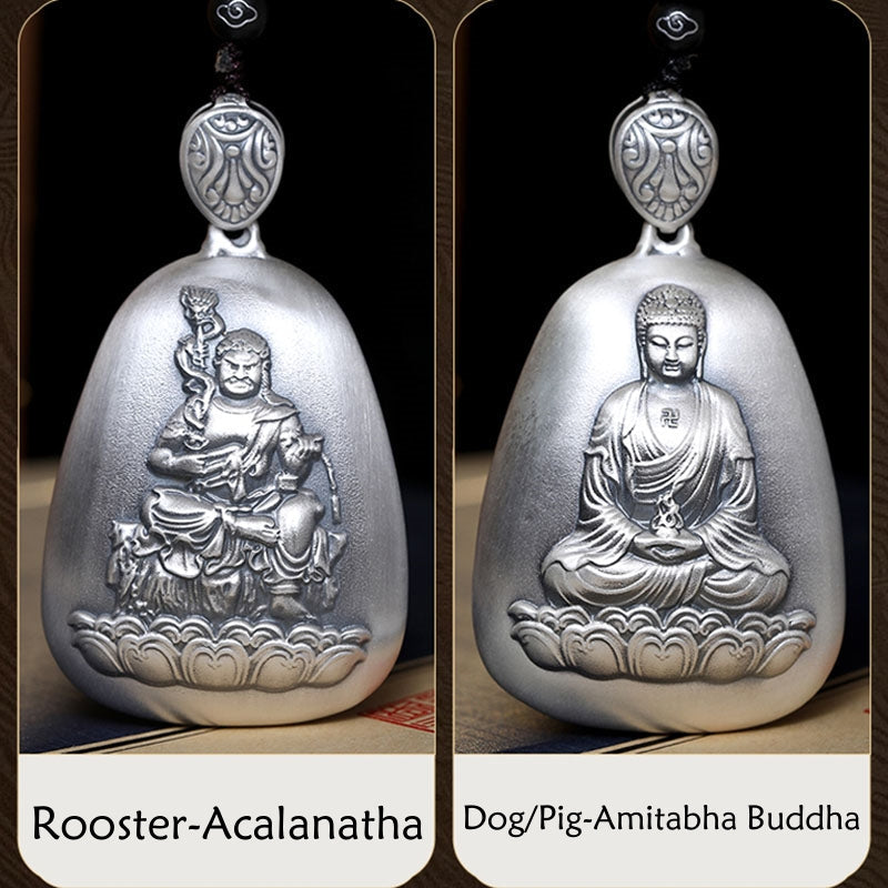 Collier pendentif de protection du zodiaque chinois en argent sterling 999