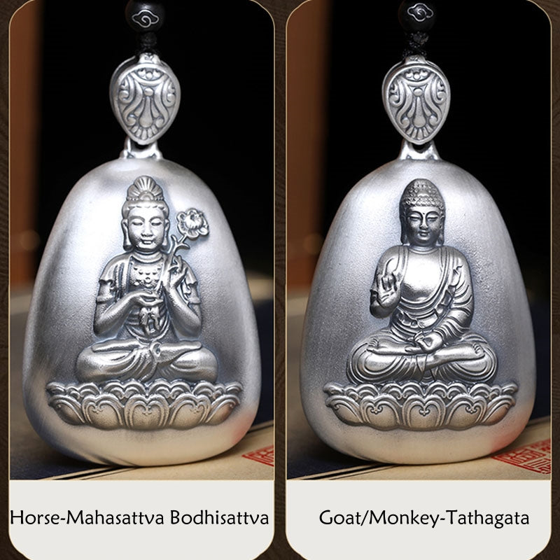 Collier pendentif de protection du zodiaque chinois en argent sterling 999