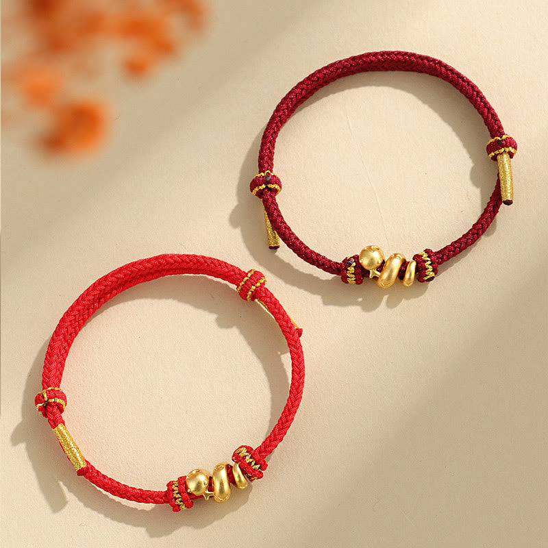 Bracelet serpent en argent sterling 999 avec cordon rouge et symbole du zodiaque chinois
