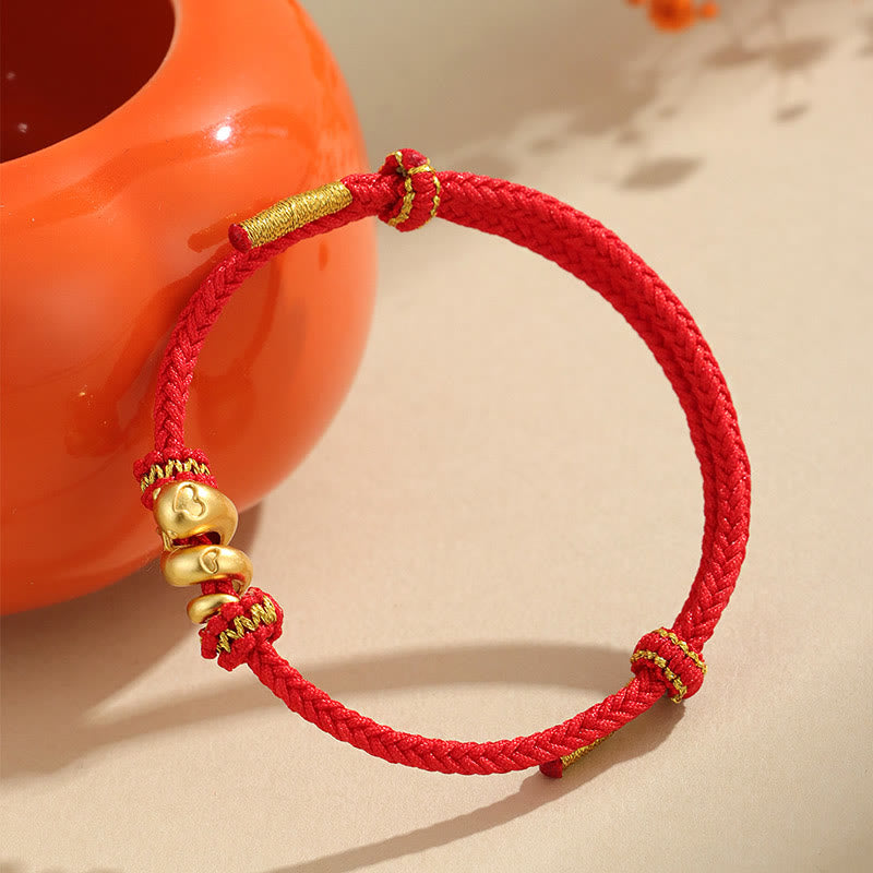 Bracelet serpent en argent sterling 999 avec cordon rouge et symbole du zodiaque chinois
