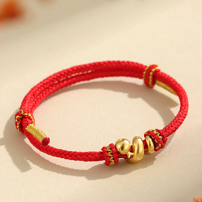 Bracelet serpent en argent sterling 999 avec cordon rouge et symbole du zodiaque chinois