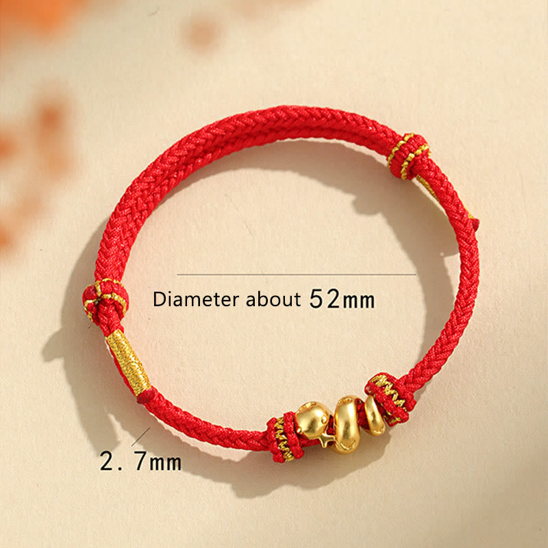 Bracelet serpent en argent sterling 999 avec cordon rouge et symbole du zodiaque chinois