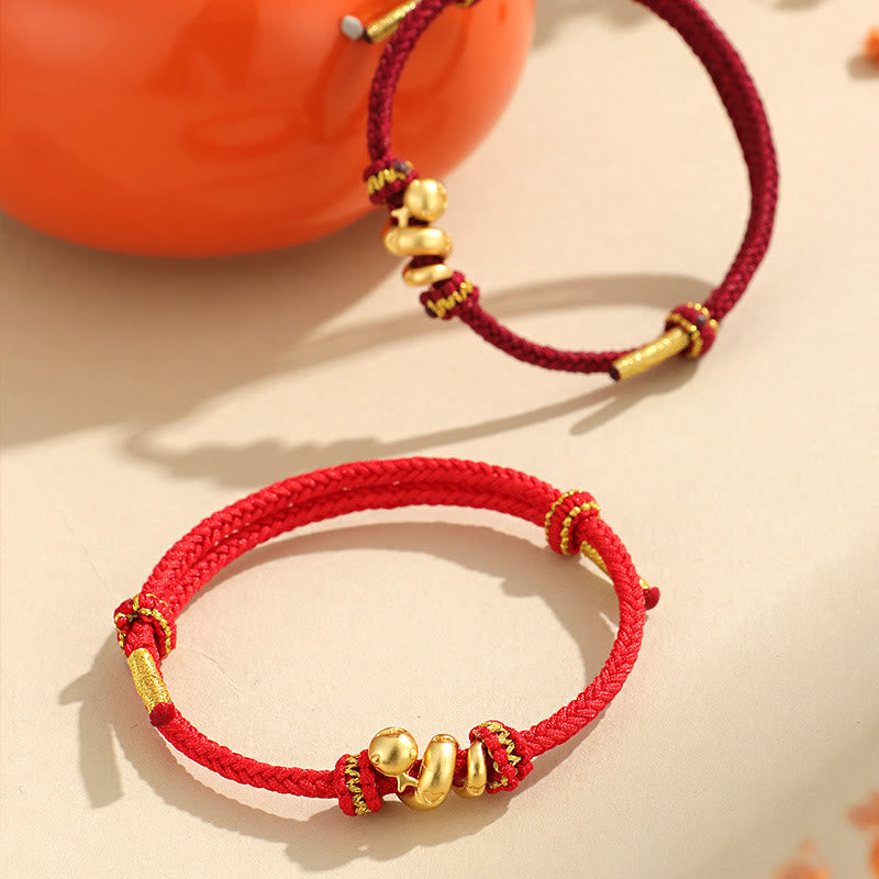 Bracelet serpent en argent sterling 999 avec cordon rouge et symbole du zodiaque chinois