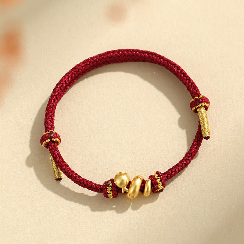Bracelet serpent en argent sterling 999 avec cordon rouge et symbole du zodiaque chinois