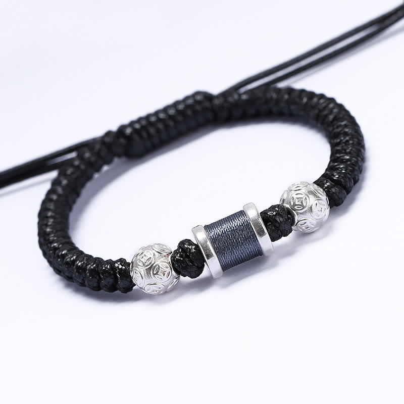 Bracelet d'équilibre en argent sterling 999 et cuivre pour la protection spirituelle