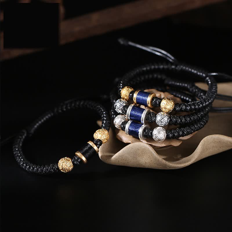 Bracelet d'équilibre en argent sterling 999 et cuivre pour la protection spirituelle