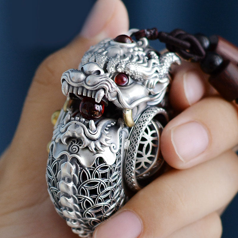 Décoration suspendue Dragon Ball en argent sterling 999 pour la force et l'équilibre