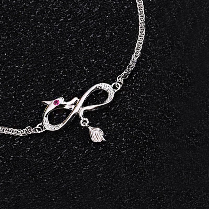Bracelet dragon en argent sterling 999 avec breloque nœud sans fin en zircon