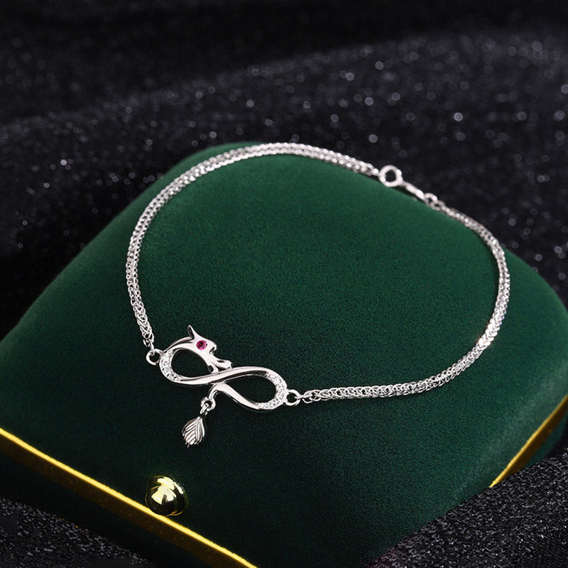 Bracelet dragon en argent sterling 999 avec breloque nœud sans fin en zircon