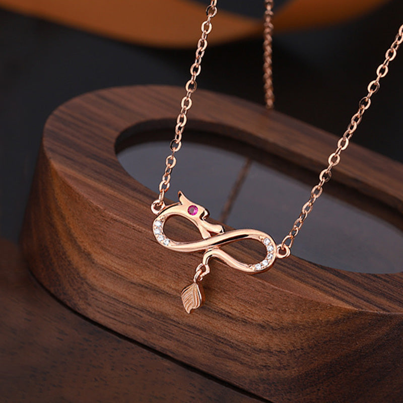 Collier dragon en argent sterling 999 avec breloque nœud sans fin