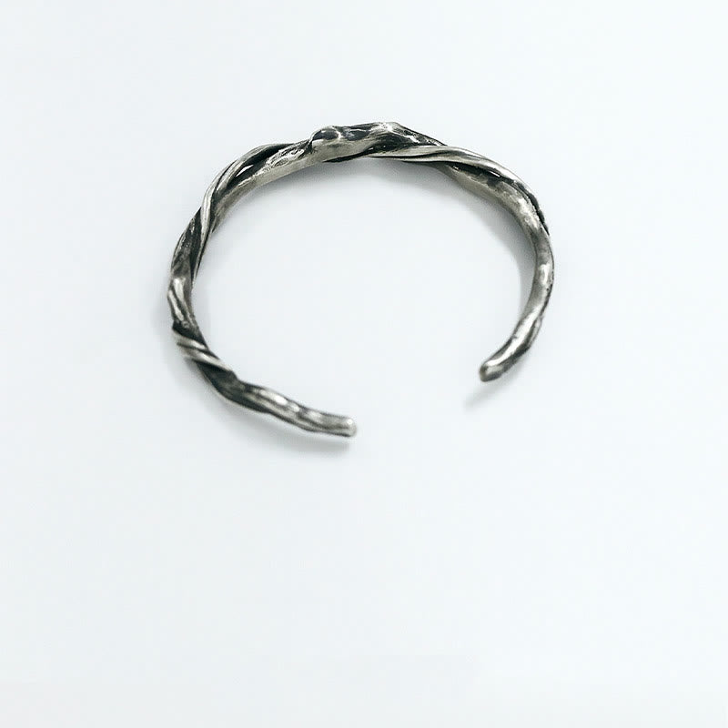 Bracelet manchette en argent sterling 999 et bois flotté Équilibre spirituel
