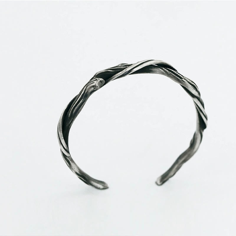 Bracelet manchette en argent sterling 999 et bois flotté Équilibre spirituel