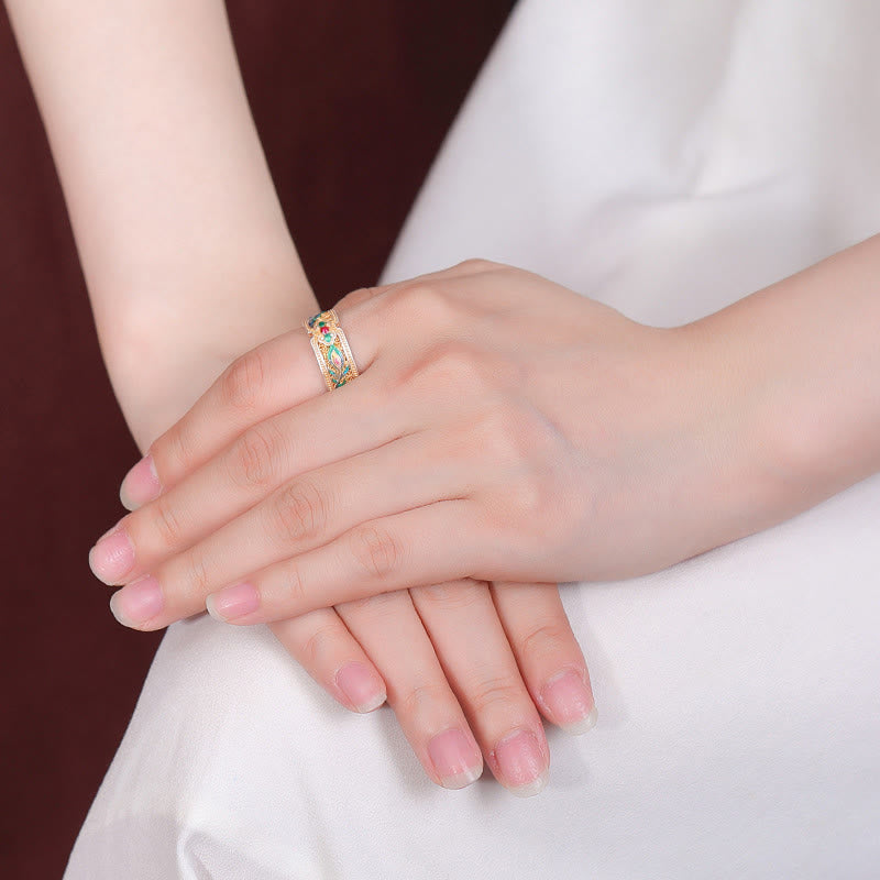 Bague de guérison spirituelle en argent sterling 999 avec motif de plumes