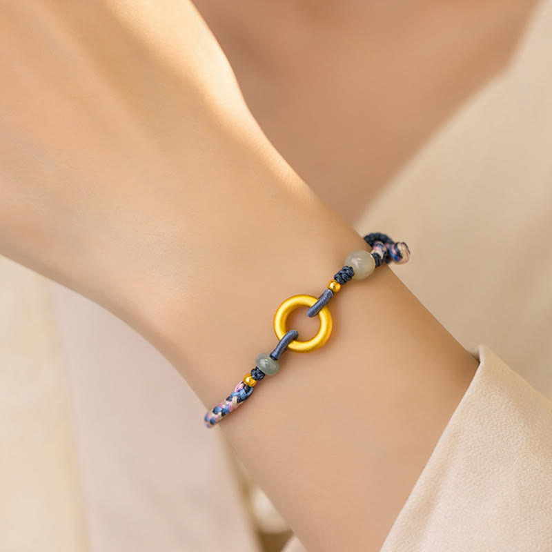 Bracelet porte-bonheur et santé en argent sterling 999 et jade Hetian