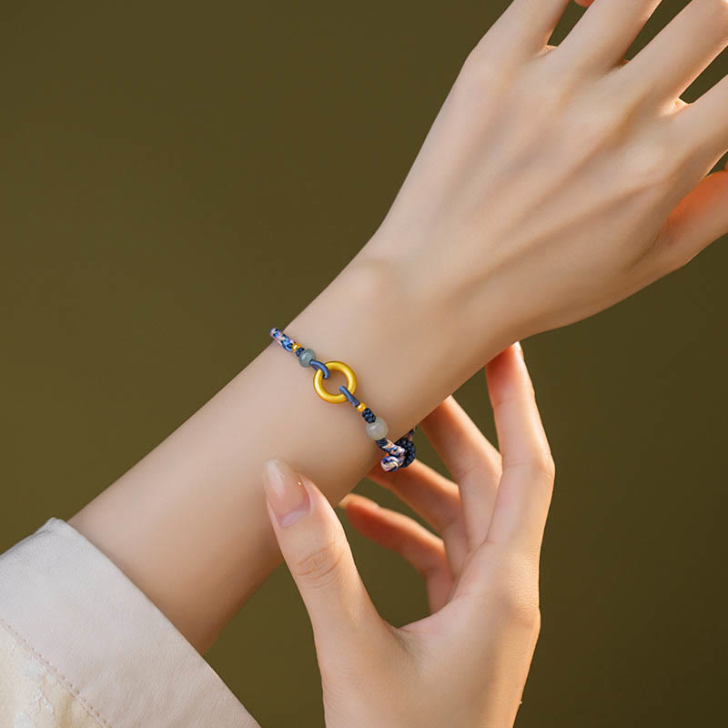 Bracelet porte-bonheur et santé en argent sterling 999 et jade Hetian