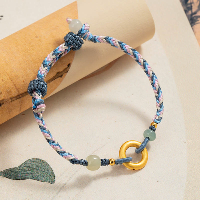 Bracelet porte-bonheur et santé en argent sterling 999 et jade Hetian