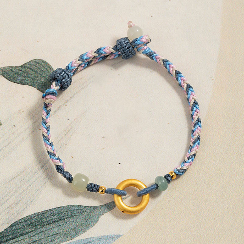 Bracelet porte-bonheur et santé en argent sterling 999 et jade Hetian