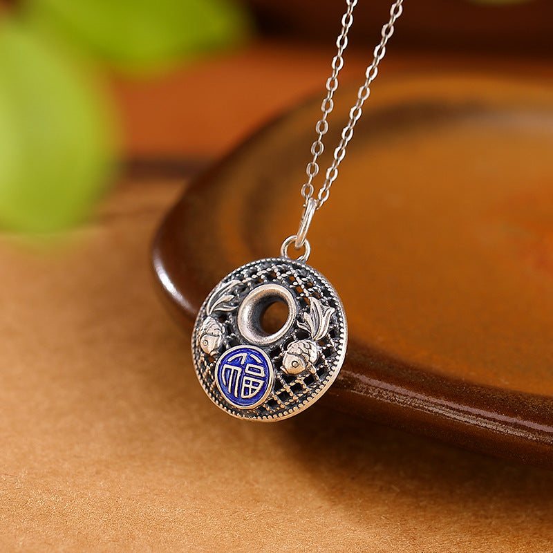 Collier poisson koï en argent sterling 999 pour la richesse et la paix