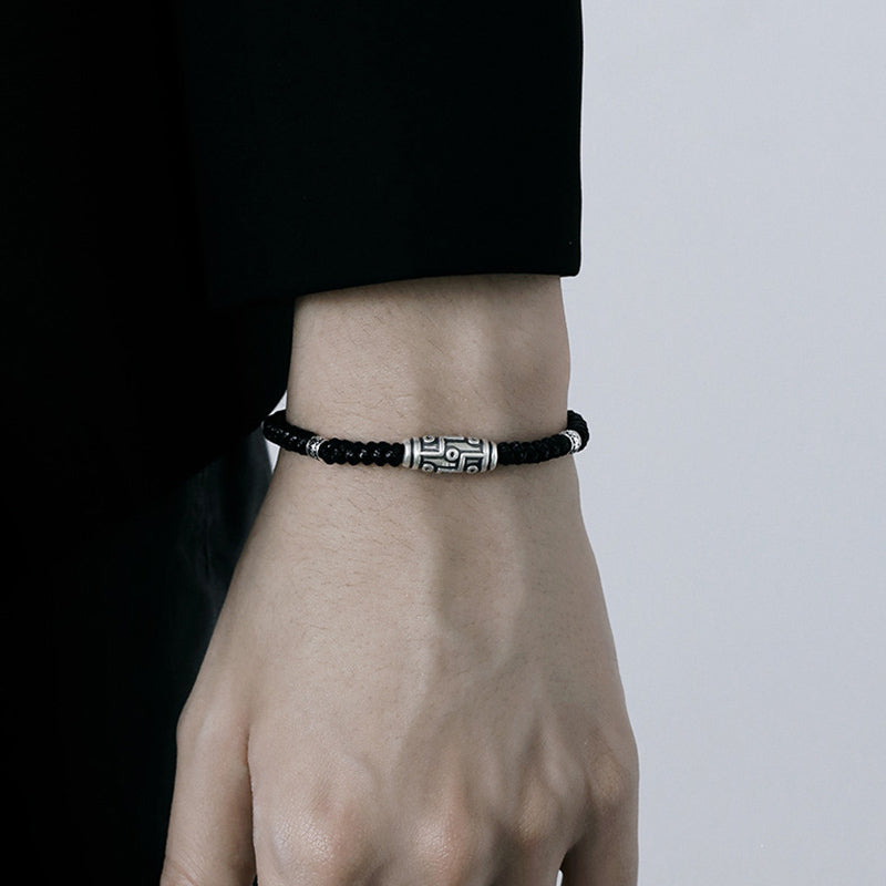 Bracelet de protection spirituelle en argent sterling 999 avec perles dzi à neuf yeux