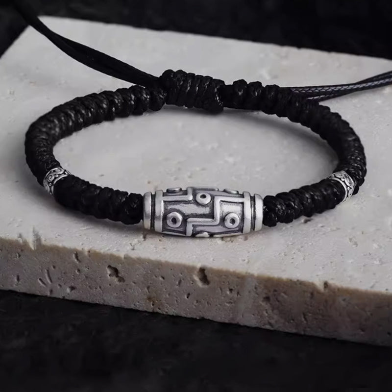 Bracelet de protection spirituelle en argent sterling 999 avec perles dzi à neuf yeux