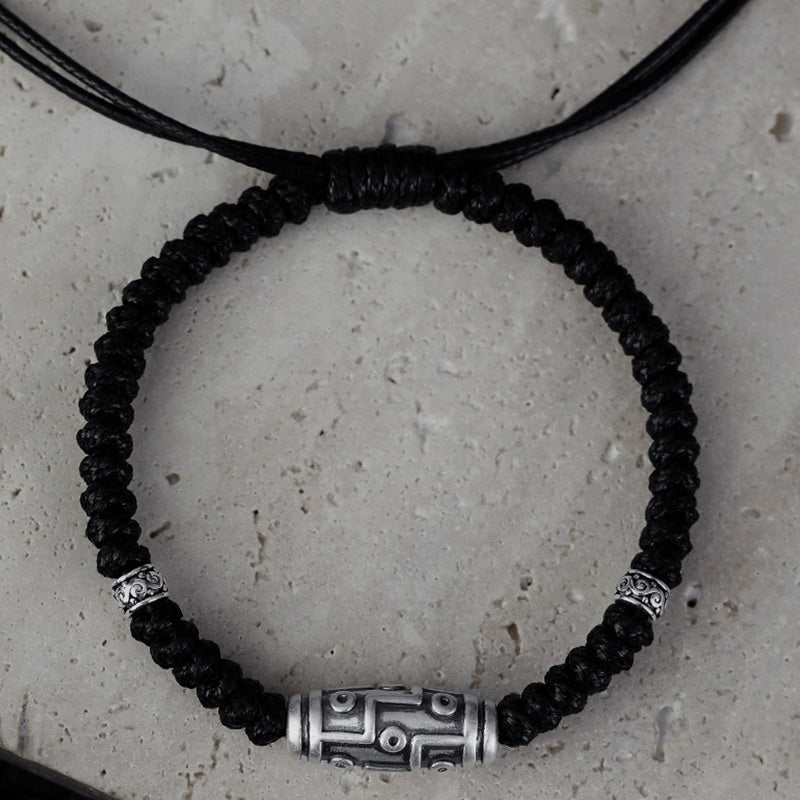 Bracelet de protection spirituelle en argent sterling 999 avec perles dzi à neuf yeux