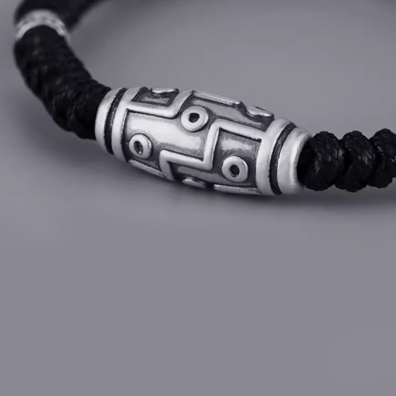 Bracelet de protection spirituelle en argent sterling 999 avec perles dzi à neuf yeux