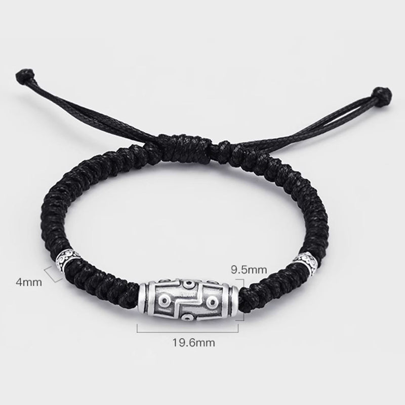 Bracelet de protection spirituelle en argent sterling 999 avec perles dzi à neuf yeux