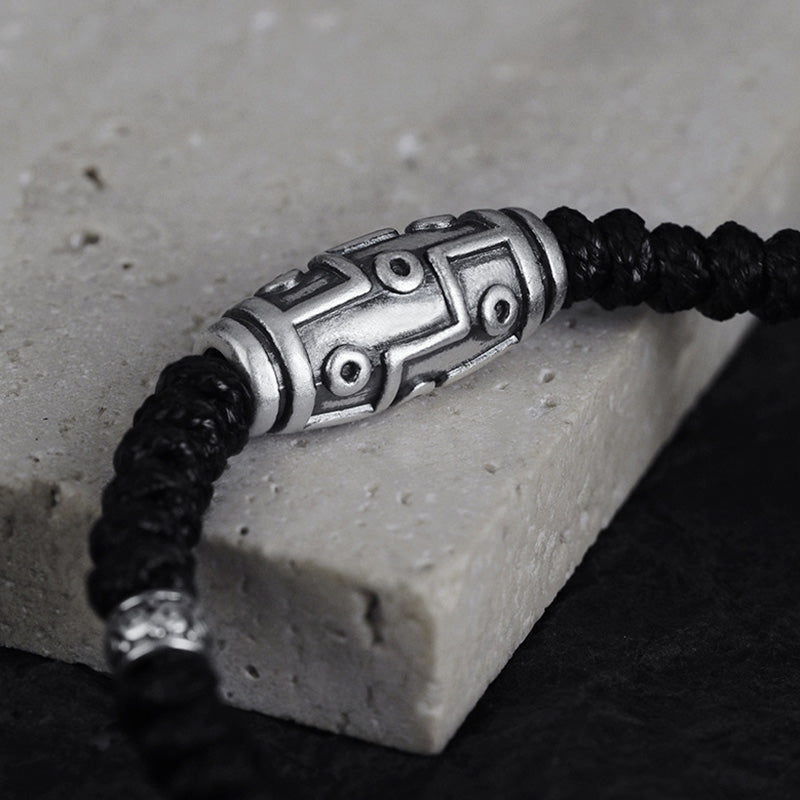 Bracelet de protection spirituelle en argent sterling 999 avec perles dzi à neuf yeux