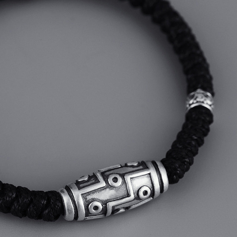 Bracelet de protection spirituelle en argent sterling 999 avec perles dzi à neuf yeux