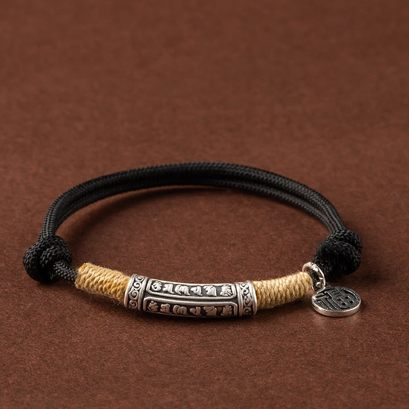 Bracelet porte-bonheur Om Mani Padme Hum en argent sterling 999